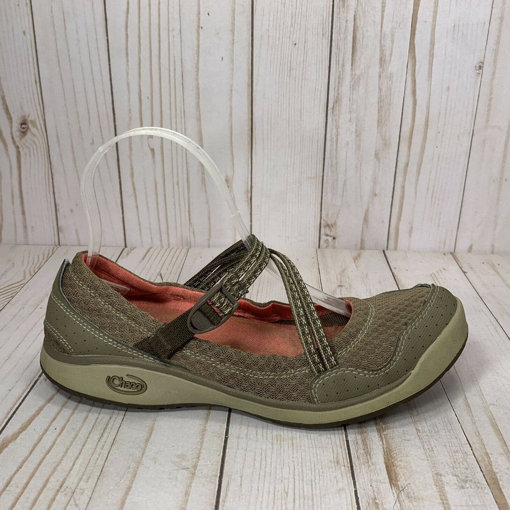 Chaco Brown and Coral Mary Jane Flats